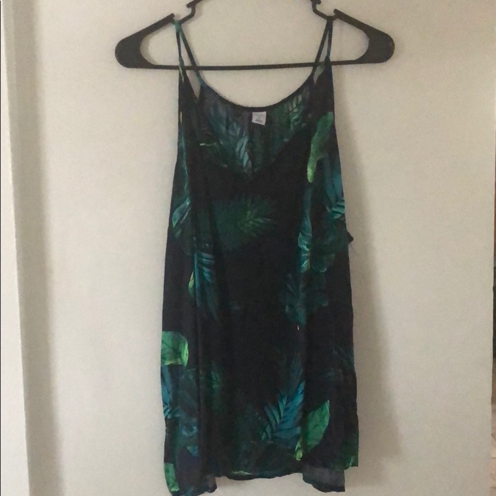 Tropical Flowy V-Neck Tank Top, XL
